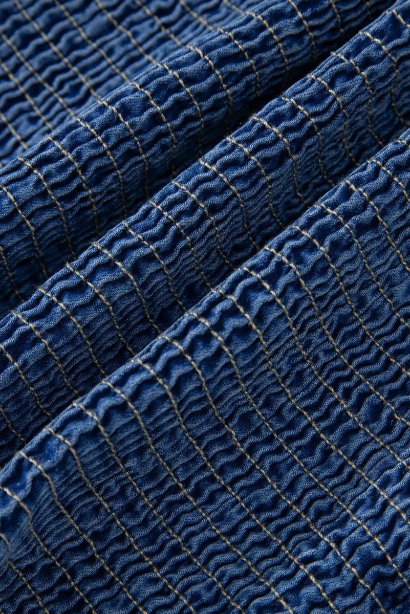 Sail Blue Vintage Bow Front Smocked Back Denim Tube Top - Love Salve